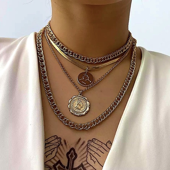 Jewelry - GOLD COIN VINTAGE MULTILAYER MINIMALIST NECKLACE
